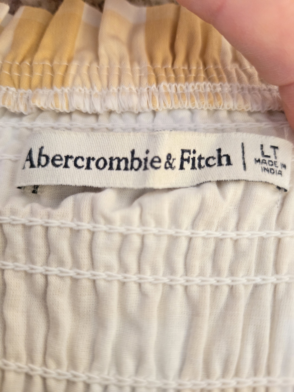 Abercrombie&Fitch 100% Cotton Gingham Smocked Tiered Maxi Dress Butter Yellow LT - Picture 10 of 16